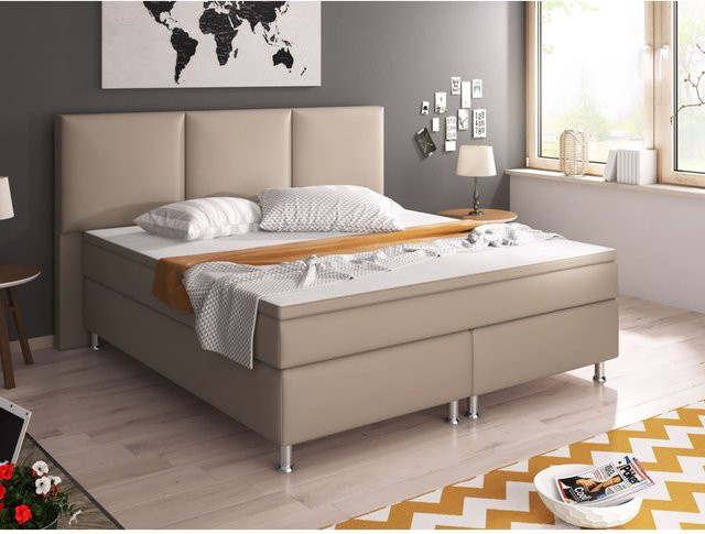 Inter Trading Boxspringbett Oslo in Kunstleder, Farbe Muddy, B/T: 180 x 200 cm - Bild 1