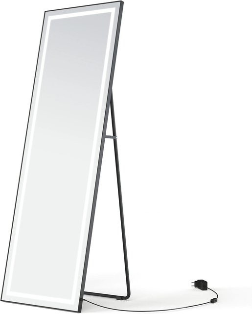 Aquabatos LED Ganzkörperspiegel Standspiegel mit Beleuchtung und Aluminiumrahmen in Schwarz oder Silber, B: 50 cm, H: 150 cm - Bild 1