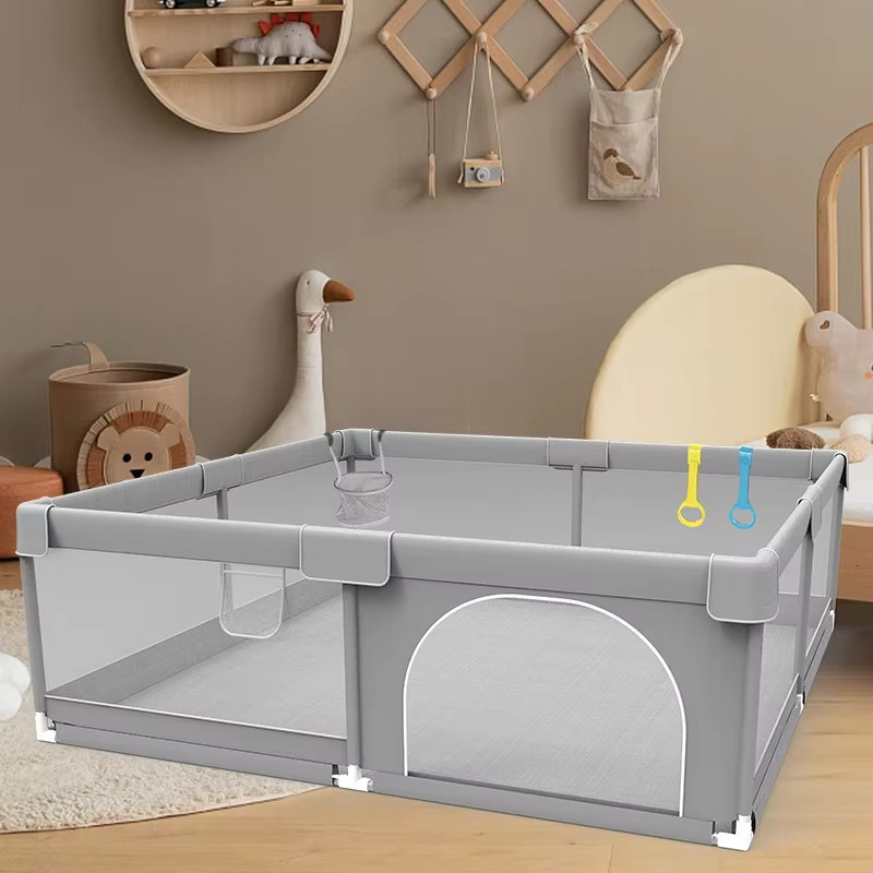 IMBABY Baby-Laufstall und Kleinkindzaun in Hellgrau, rechteckiger Spielplatz für Babys, B/T: 150 x 180 cm - Bild 2