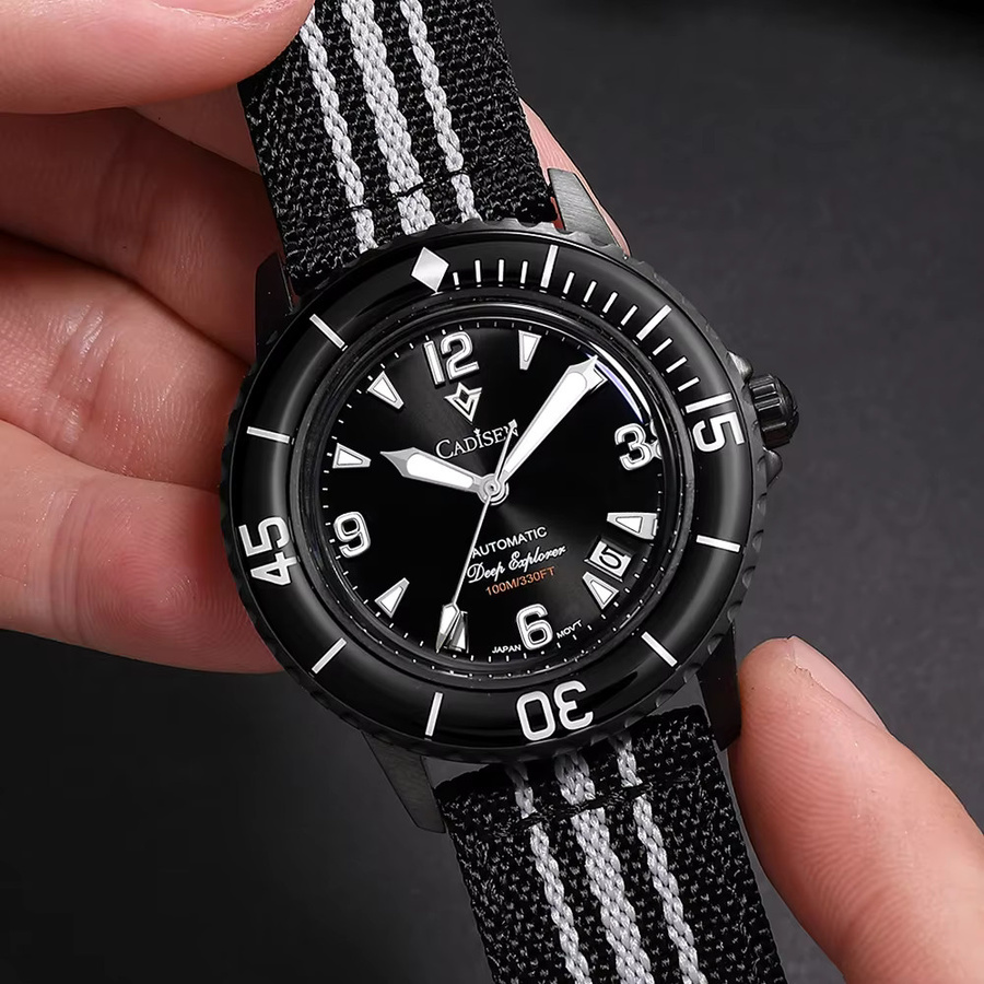 CADISEN Armbanduhr, Automatik, Edelstahl, Schwarz, Textil/NATO, Herren - Bild 3