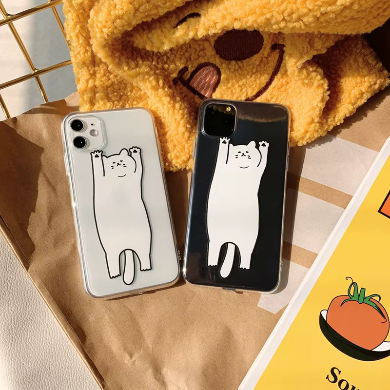 Stoßfeste iPhone Schutzhülle mit niedlichem Cartoon-Katzen-Design von MUQGEW in Transparent - Bild 4