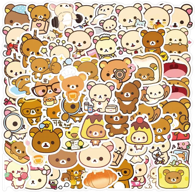 105 Stück Rilakkuma und Korilakkuma Aufkleber Set in Multicolour für Scrapbooking, Handy und Gepäck - Bild 1