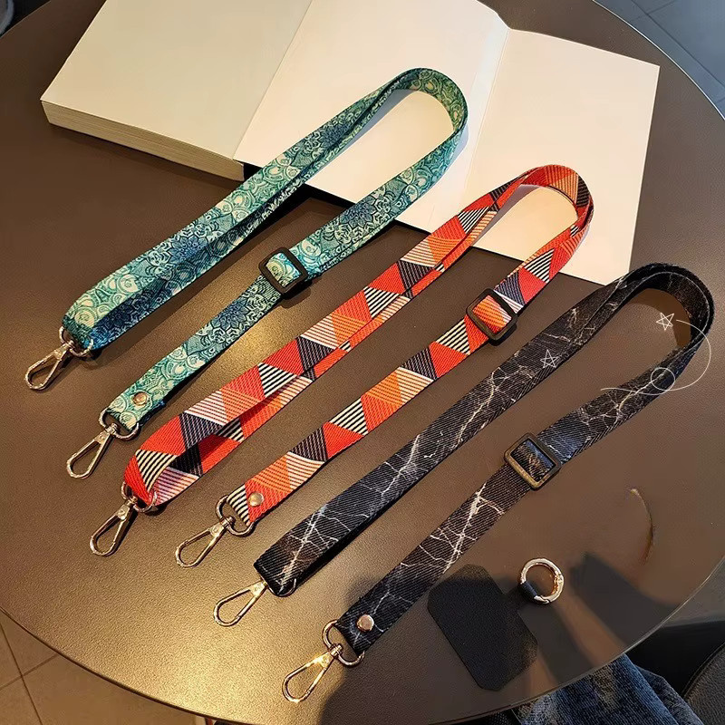 Verstellbares Canvas-Handyband im Retro-Stil als Crossbody-Halsband und Anhänger-Accessoire in Grün - Bild 1