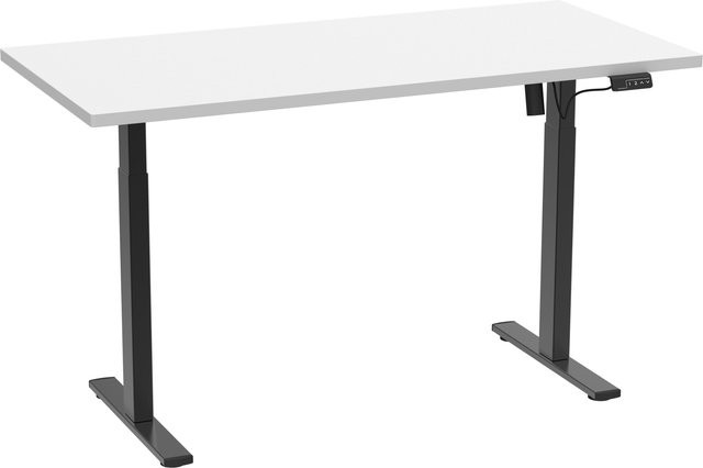 VCM Schreibtisch E-Lona höhenverstellbar mit Elektromotor, Weiß/Schwarz, B: 110 cm, T: 50 cm - Bild 1