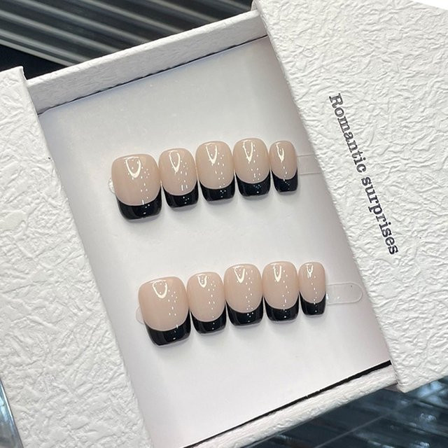 Künstliche Nägel, Rosa Schwarz, Glänzend, Damen, 10 Stück - Bild 1
