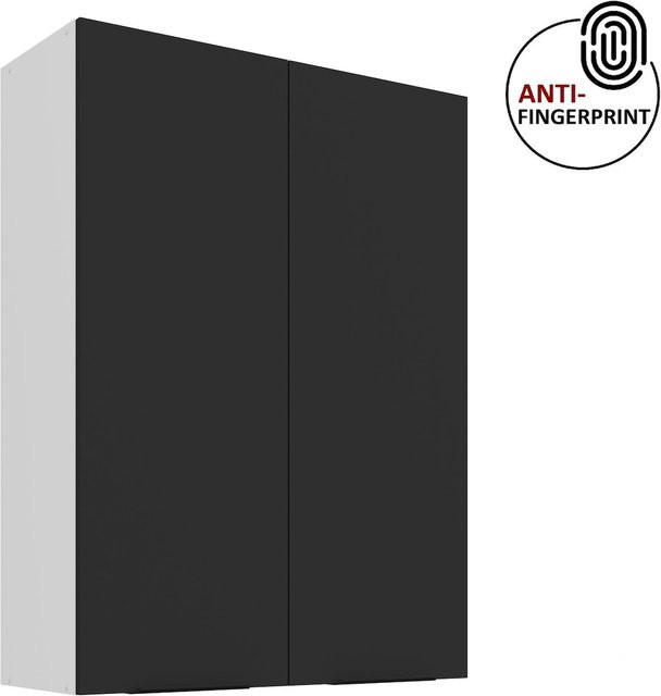 ARIA Hängeschrank Schwarz Matt Anti Fingerprint Höhe: 90 cm, Breite: 80 cm - Bild 1