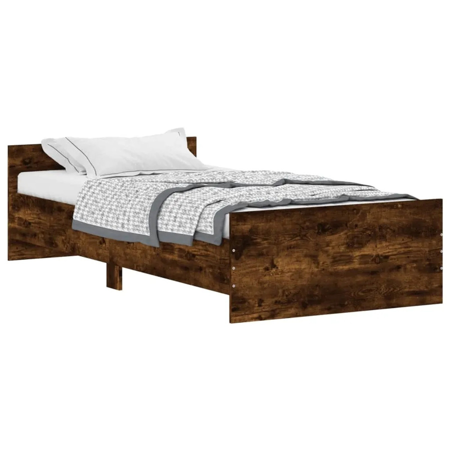 vidaXL Bettgestell aus Holz in Räuchereiche Braun, B/T/H: 90 x 193 x 50 cm - Bild 2