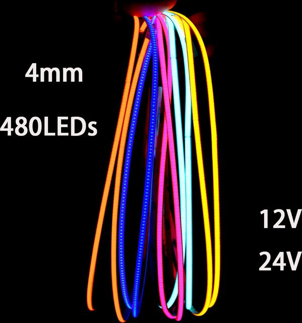 Flexible COB LED Streifen RGB Mehrfarbig mit 480 LEDs/m für Auto und Haus Dekoration 12V - Bild 1