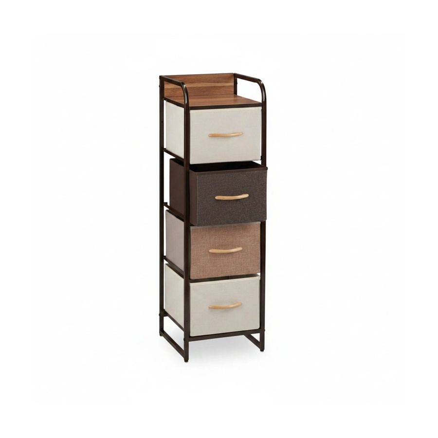 Relaxdays Schubladenschrank in Creme und Holzoptik aus MDF und Stahl, B/T/H: 99,5 x 31 x 31,5 cm - Bild 2
