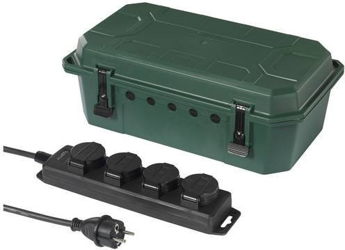 Sygonix SY-5598168 Verteilerbox mit 4-fach Steckdosenleiste in Grün seidenmatt und Schwarz mit erhöhtem Berührungsschutz - Bild 1