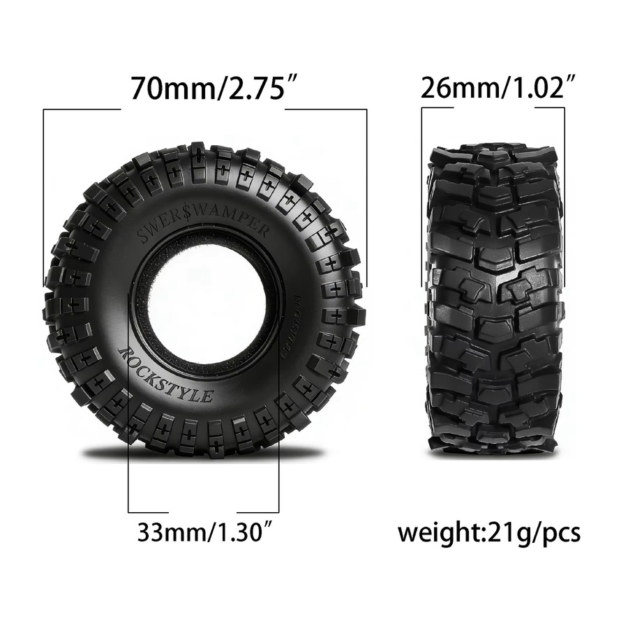 RS Reifen für TRX4M SCX24, 1:18, 1:24 RC Crawler Upgrade, Zubehör, Gummi, Schwarz - Bild 3