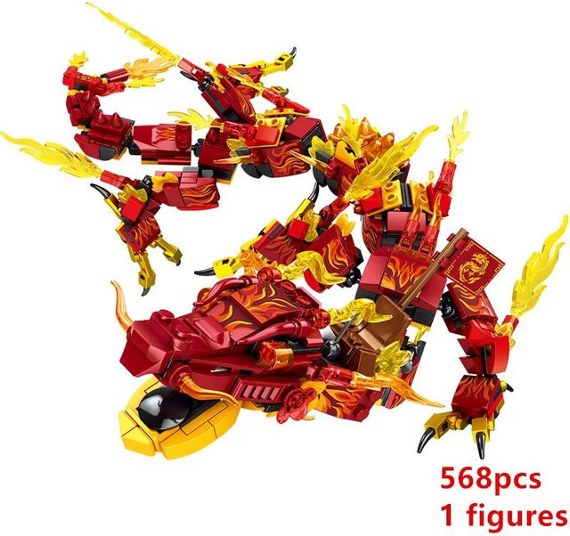 Feuer Hitzewelle Transformierende Lava Flamme Drachen Fightar Titan, Bausteine Modell Set, ab 14 Jahren - Bild 1