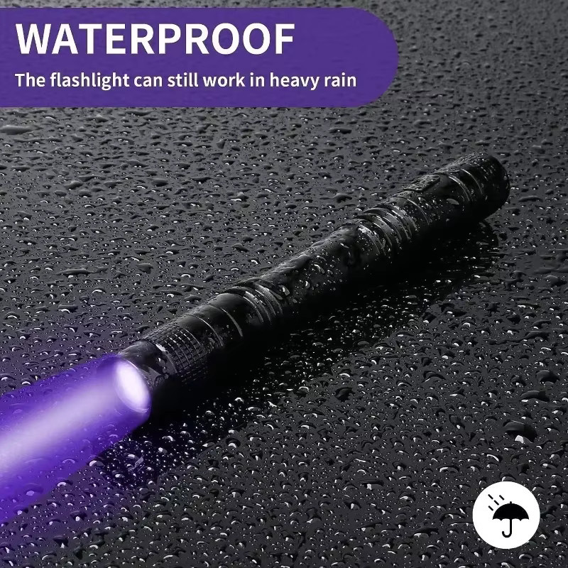 NEWBIRTH UV-Taschenlampe 395nm Ultraviolettes Licht in Schwarz als tragbarer Haustier-Urin-Detektor und Skorpion-Finder mit Stiftclip - Bild 3