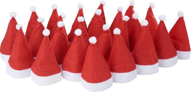 VBS Weihnachtsmützen aus Filz in Rot, 24 Stück für 8 cm Kopfdurchmesser - Bild 1