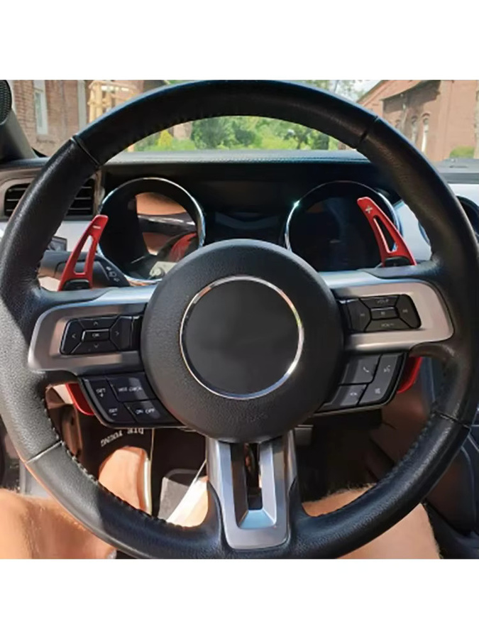 Cherk Verlängerte Aluminium-Lenkrad-Schaltwippen in Rot für Ford Mustang 2015 - 2023, 2 Stück - Bild 5