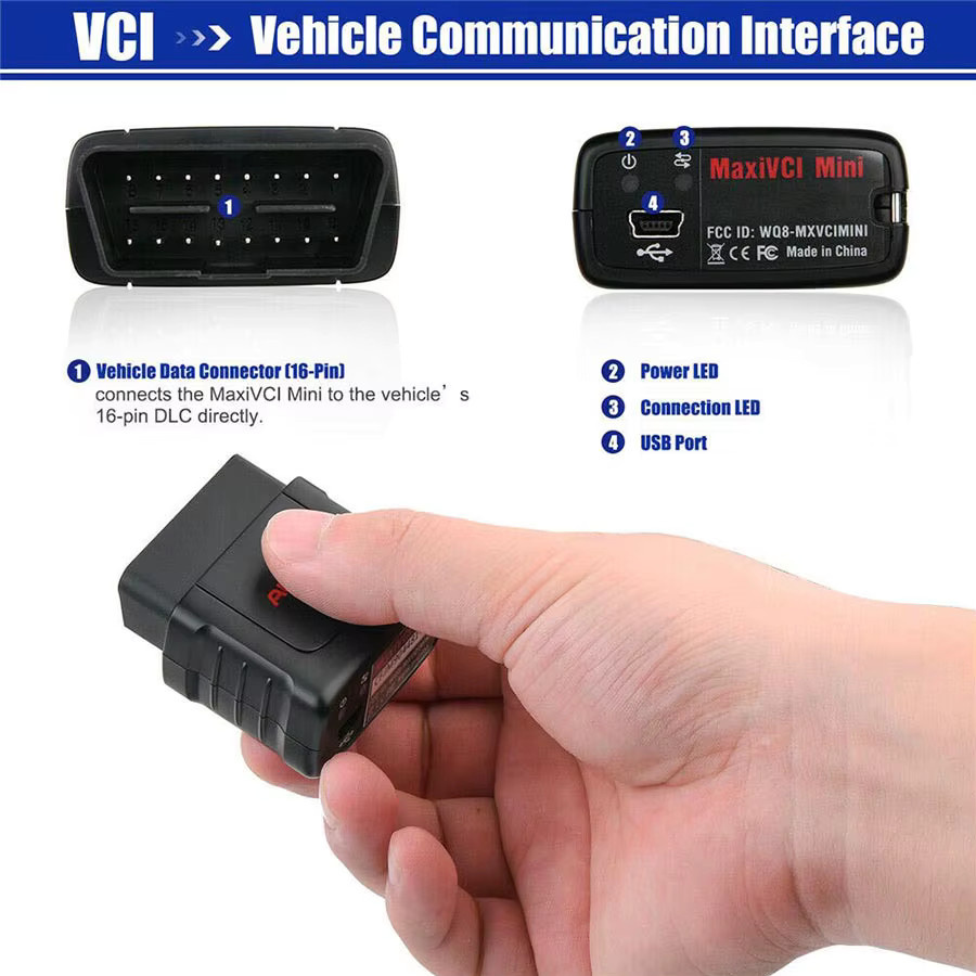 Autel MaxiVCI Mini VCI Bluetooth Fahrzeug Interface Diagnose Werkzeug in Schwarz für MK808BT MK808TS MX808TS MP808TS TS608 MS906S - Bild 6