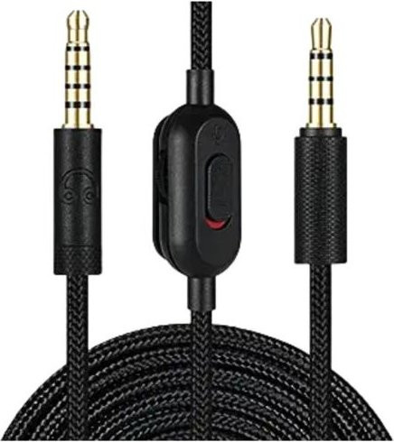 Neworld Life Audiokabel für GPRO X G233 G433 Gaming-Headsets, 2 m, 3,5 mm Klinke auf Klinke, Nylon-geflochten mit Lautstärkeregler und Stummschalter, schwarz - Bild 1