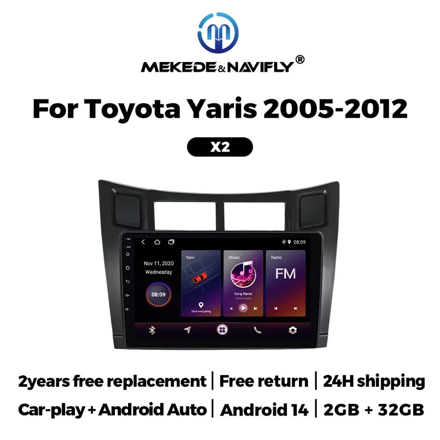 STRONGNAVI 9 Zoll 2 DIN Android Auto und Wireless CarPlay Multimedia-Radio mit GPS und Bluetooth für Toyota Yaris 2005-2012 in Schwarz - Bild 2