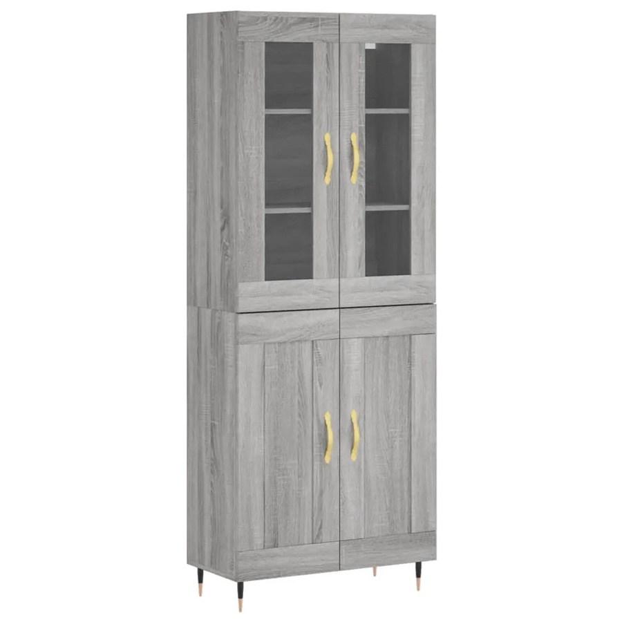 vidaXL Highboard Grau Sonoma mit Glastüren und Regalen, B/T/H: 69,5 x 34 x 180 cm - Bild 2