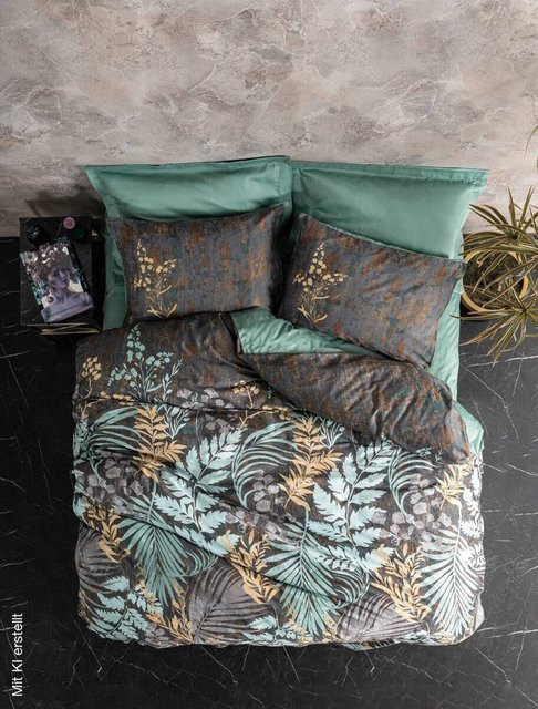 L'Essentiel Linge de Maison Mako-Satin Bettwäsche aus Baumwolle in Anthrazit, B/H: 135 x 200 cm mit Kissenbezug 80 x 80 cm - Bild 1