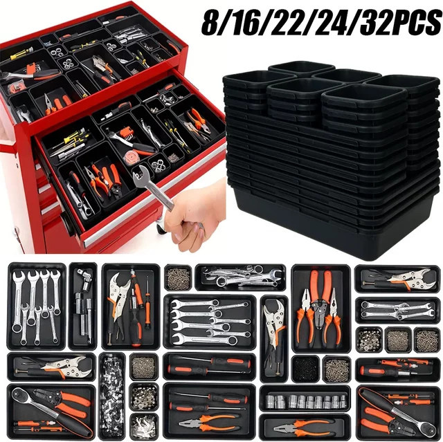 Werkzeug Organizer Box Set mit Schubladen-Teilern in Schwarz für Werkbank und Schrank - Bild 1