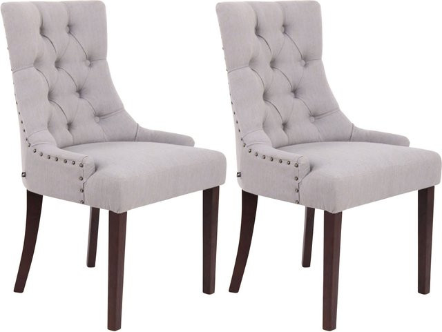 2er Set Esszimmerstühle CLP Aberdeen in Beige mit Stoffbezug und Kautschukholz Gestell, Sitzhöhe: 50 cm - Bild 1