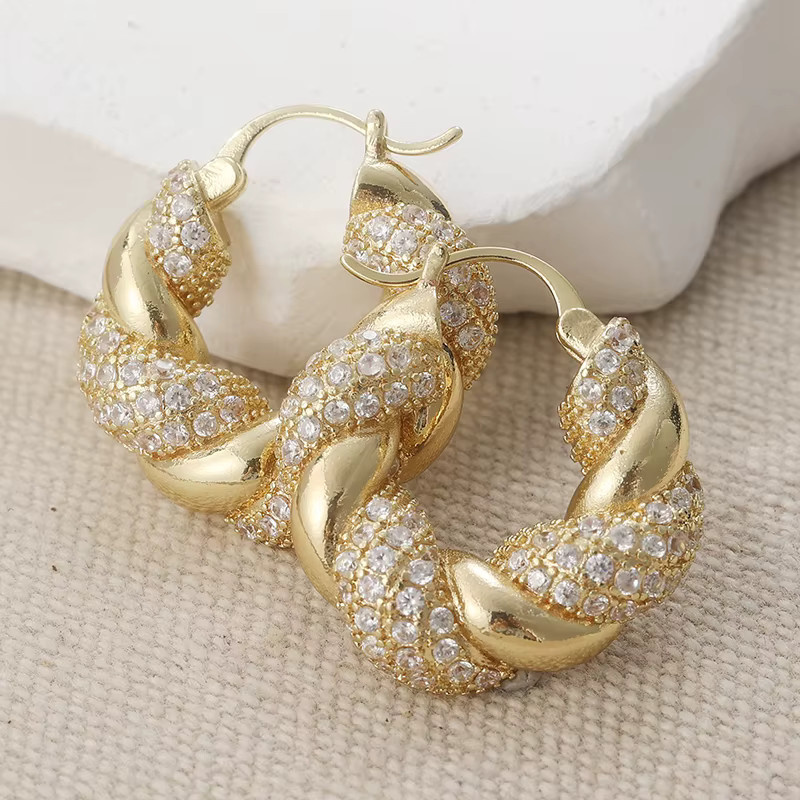 Futz Creolen, Zirkonia, Gold, Damen - Bild 2