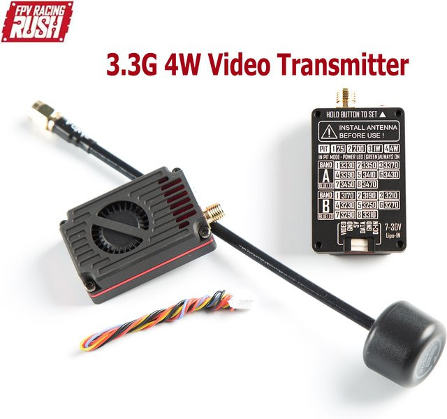 RUSHFPV 3.3G 4W VTX 7-30V Video-Sender, mit SMA-Antenne - Bild 1