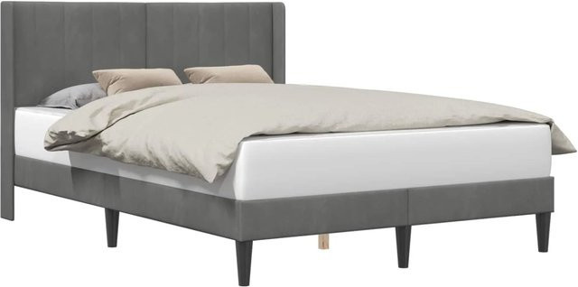 vidaXL Bettrahmen mit Kopfteil aus Samt in Dunkelgrau, B/T/H: 164 x 164 x 280 cm - Bild 1