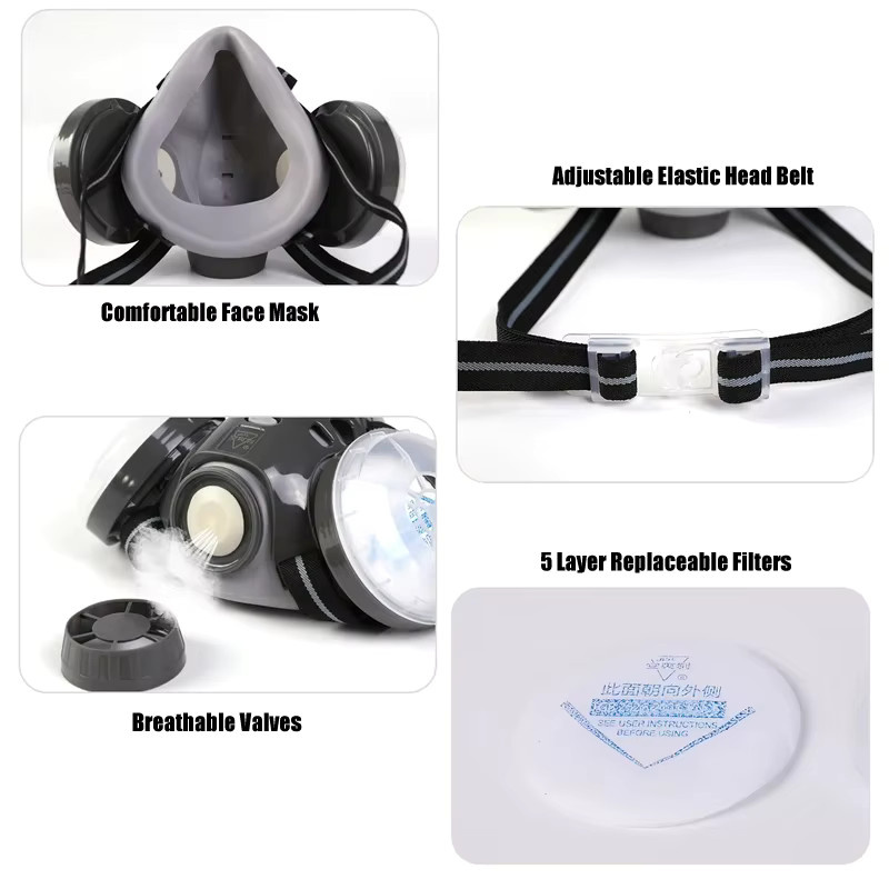 Wiederverwendbare Halbgesichtsmaske ELESESAFE mit doppeltem Baumwollfilter als Staubmaske und Atemschutz - Bild 2