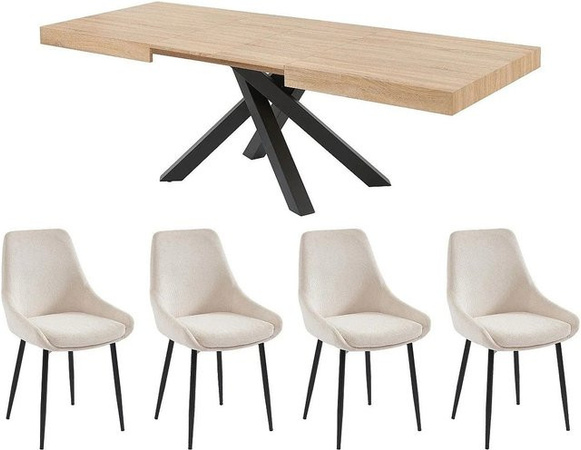 Vente-unique Essgruppe Catonav in Naturfarben mit Tisch und Stühlen für das Esszimmer