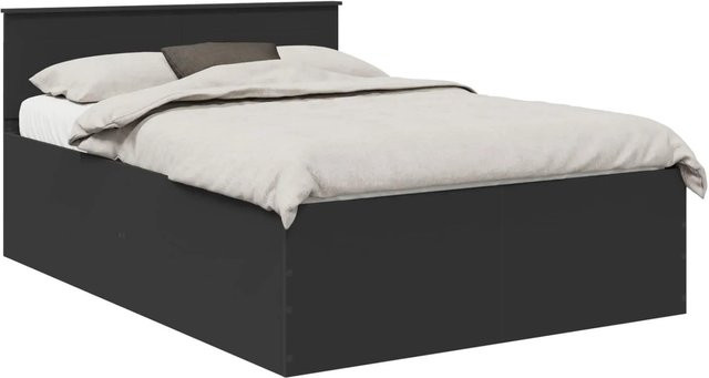 vidaXL Bettrahmen mit Kopfteil in Schwarz aus Holzwerkstoff, B/T/H: 140 x 190 x 143 cm - Bild 1