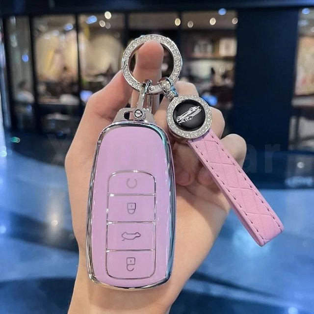 TPU Schlüsselanhänger Schlüsselhülle in Pink für Chery Tiggo und Exeed Modelle - Bild 1