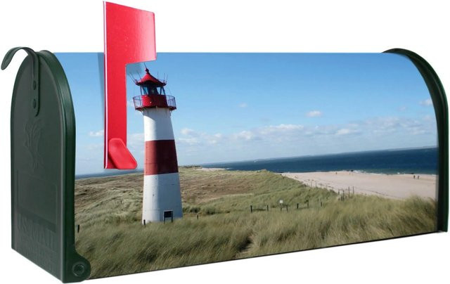 Banjado Amerikanischer Briefkasten mit Leuchtturm Motiv in Grün, Stahl pulverbeschichtet, B/T/H: 48 x 22 x 16 cm - Bild 1