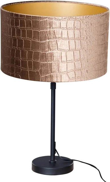 QAZQA Tischleuchte Schwarz mit Samtschirm im Krokodil-Design, Höhe: 35 cm - Bild 1