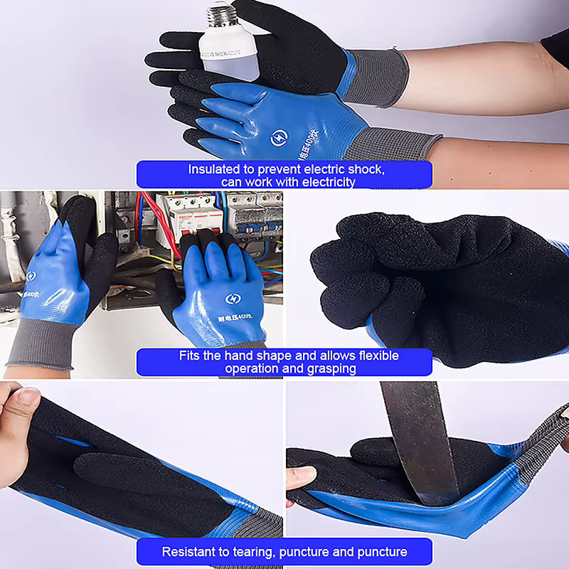 HUXUAN Anti-Strom-Isolierhandschuhe aus Gummi, rutschfeste isolierte Sicherheitsschutzhandschuhe für Elektriker - Bild 6