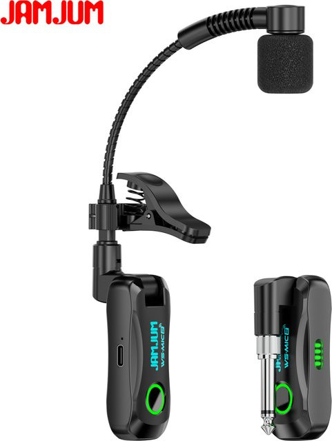 Kabelloses Akustikmikrofon für Saxophon mit 6,35 mm und 3,5 mm Audio-Buchse in Schwarz - Bild 1