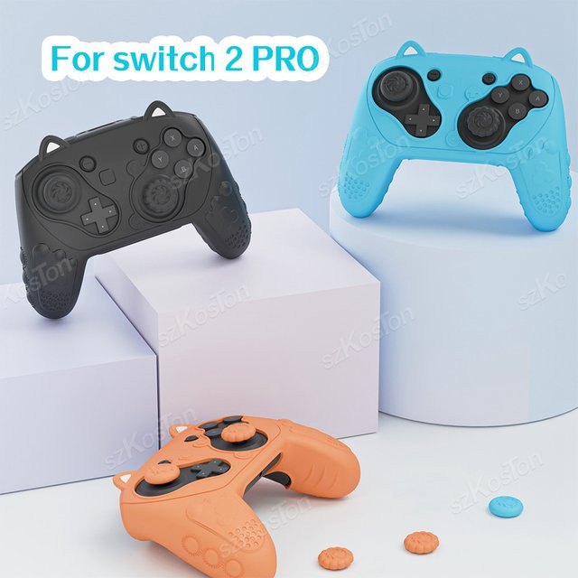 SZKOSTON Silikon-Schutzhülle für Nintendo Switch 2 Pro Controller in Orange mit Daumengriffen und Kappen - Bild 1