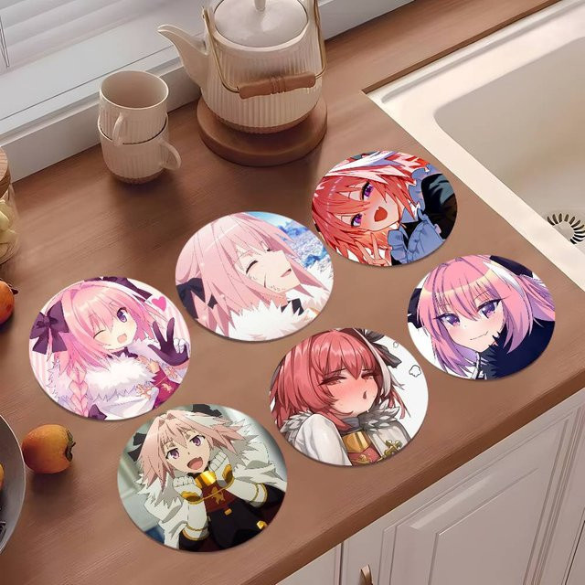 Fate Grand Order Astolfo Untersetzer aus Holz, rund, Durchmesser: 10 cm, Multicolour - Bild 1