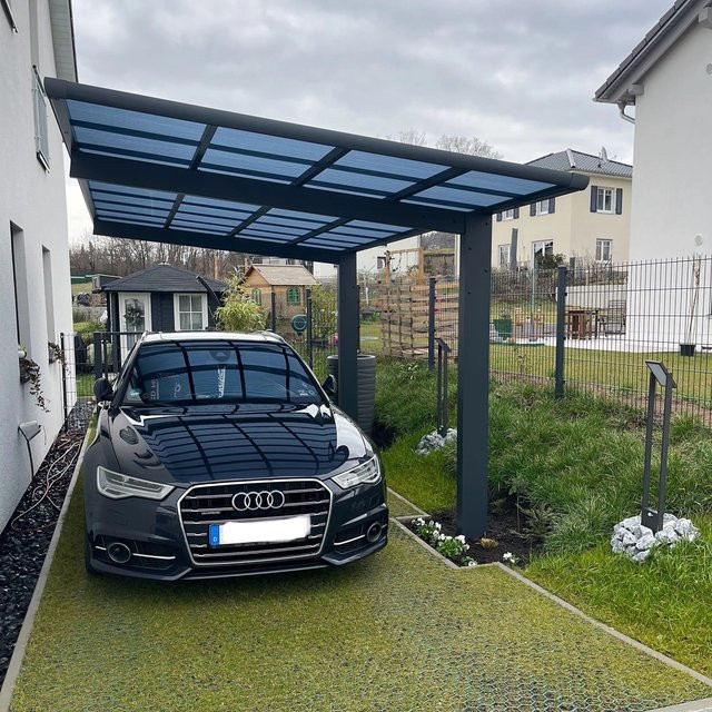 Ximax Einzelcarport Wing Typ 80 mit Welldach und Dachrinne, Anthrazit, B: 275,7 cm x T: 531,4 cm - Bild 1