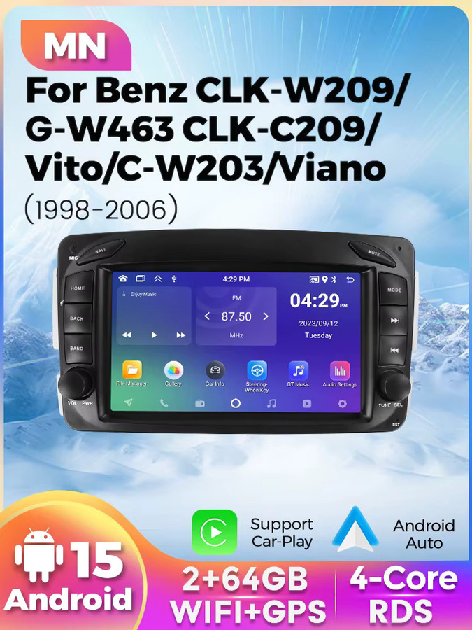 NAVIFANS Android 15 Autoradio Multimedia Smart-Audio-System für Mercedes Benz CLK W209 C209 W168 W203 W463 Vito Viano Schwarz - Bild 5