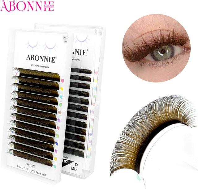 Abonnie B Curl Wimpernverlängerung, Schwarz Braun, 8-15 mm - Bild 1