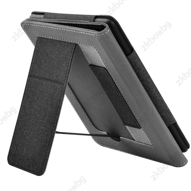 Schutzhülle für Kindle Paperwhite 10. Generation 6 Zoll 2018 aus PU Leder mit Standfunktion und Handgürtelband in Grau - Bild 2