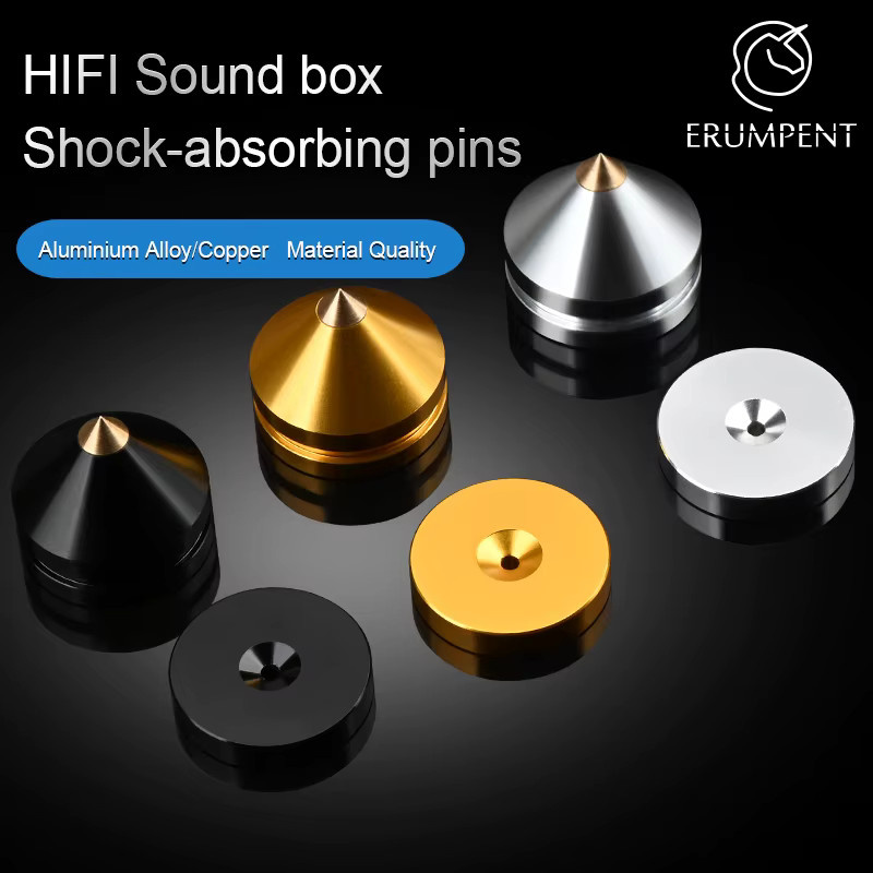 ERUMPENT 4er Set HiFi Lautsprecherständer Füße aus Aluminiumlegierung in Gold zur Stoßdämpfung für Soundboxen - Bild 2