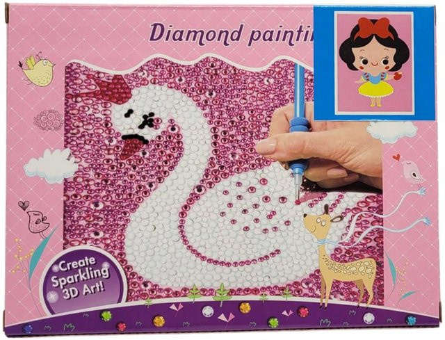 DIY Diamant-Malerei 5D Mosaik Bild Set mit Canvas in Weiß, B/H: 15 x 20 cm - Bild 1