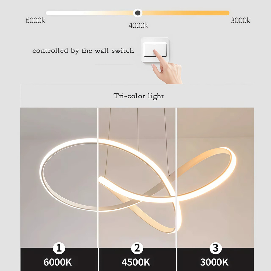 Moderne IRALAN Pendelleuchte in Ringform, weiß, mit 3 Farbmodi für das Esszimmer - Bild 2