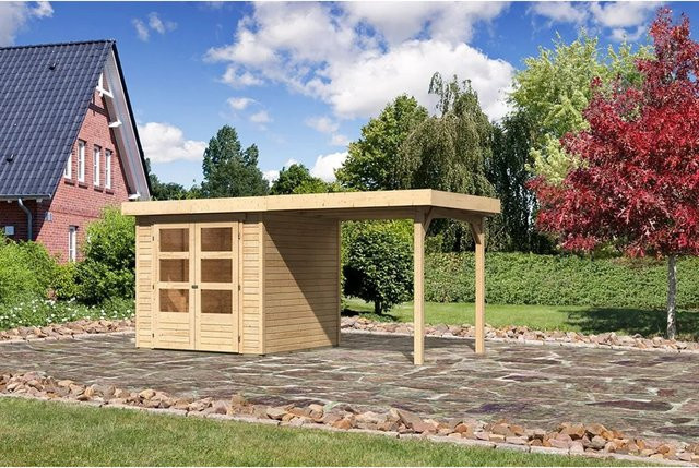 Karibu Holz-Gartenhaus Raala mit Pultdach in Natur Braun, B/T/H: 213 x 209 x 211 cm - Bild 1