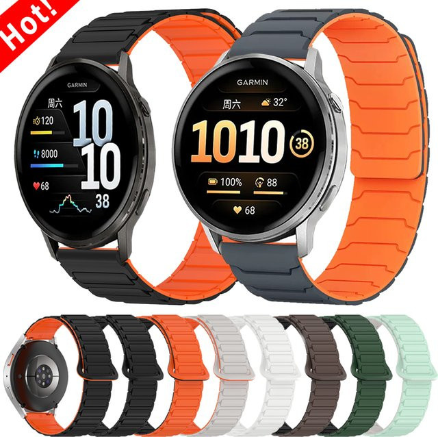 Uhrenarmband Silikon, Magnetisch, Schwarz, Unisex, 20/22mm - Bild 1