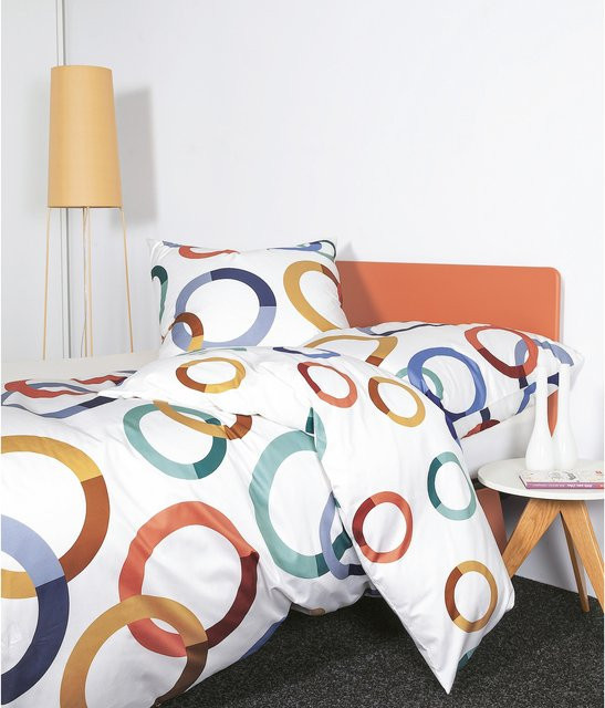 Janine Bettwäsche Modern Art aus Mako-Satin in Weiß und Multicolour mit floralem Naturdesign - Bild 1