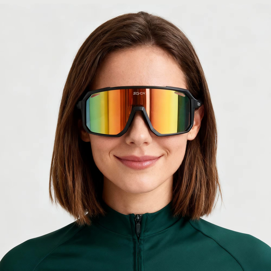 SCVCN Sportsonnenbrille, Vollrand, Kunststoff, Unisex, Schwarz - Bild 1